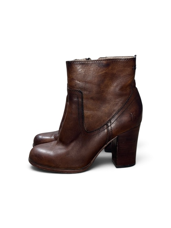 Frye Shoes - Frye Brown Leather Block Heel Ankle Boots